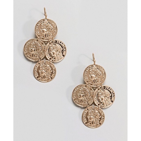 🆕 ASOS Vintage Style Coin Drop Earrings - Picture 2 of 4